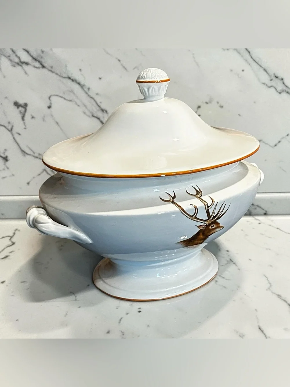 Vintage Este Ceramiche Italy Stag Deer Tureen – Neiman Marcus – Porcelain NWT